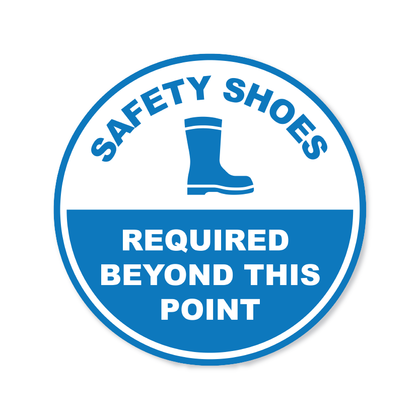 Safety Shoes Required Beyond This Point Circle AntiSlip Floor Stick