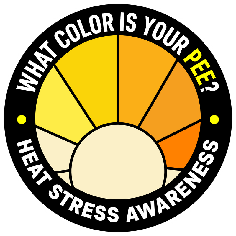 Heat Stress Awareness - What Color is Your Pee? Hard Hat Sticker