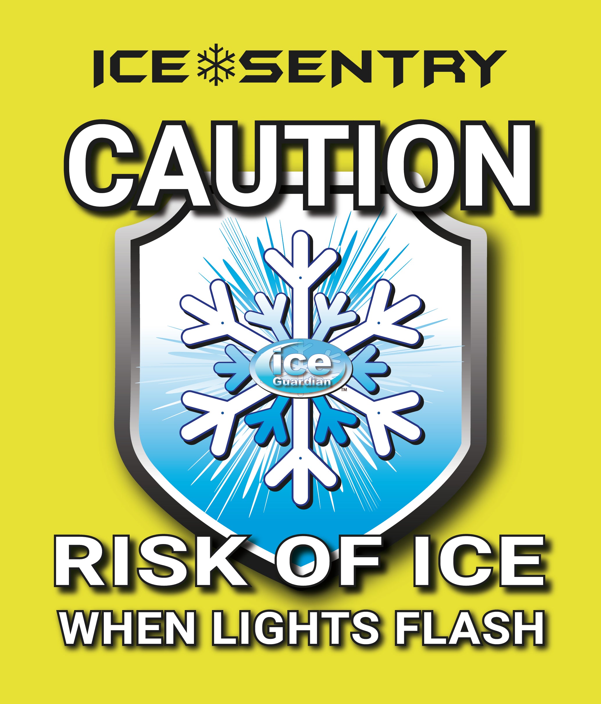 Ice Warning Flashing LED Safety Sign with Micro-Prismatic Hi-Vis Backg
