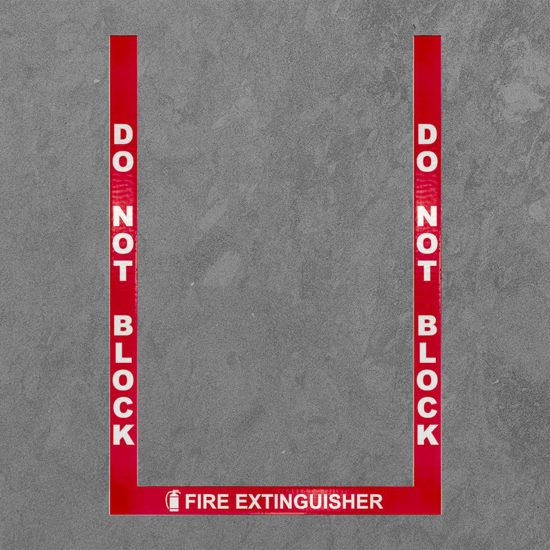 Superior Mark®Fire Extinguisher Border, 2'', Red Bkgd / White Text, (2) 36'' strips, (1) 24'' strip