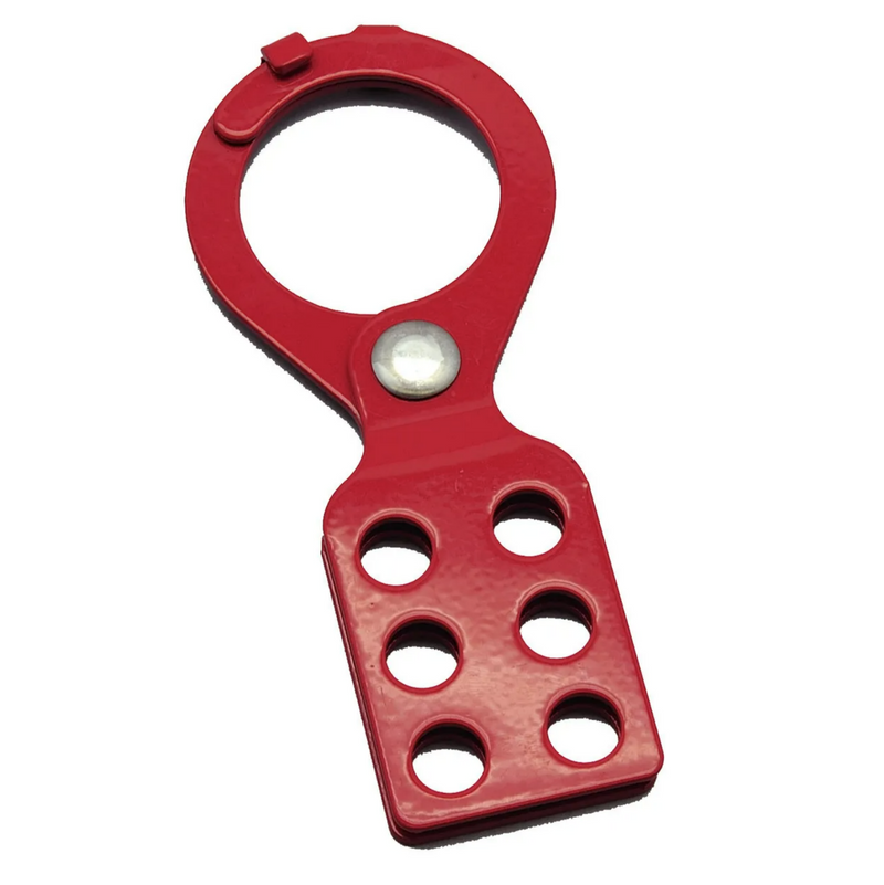 Lockout Hasp, Steel, Red-1.5" Diameter