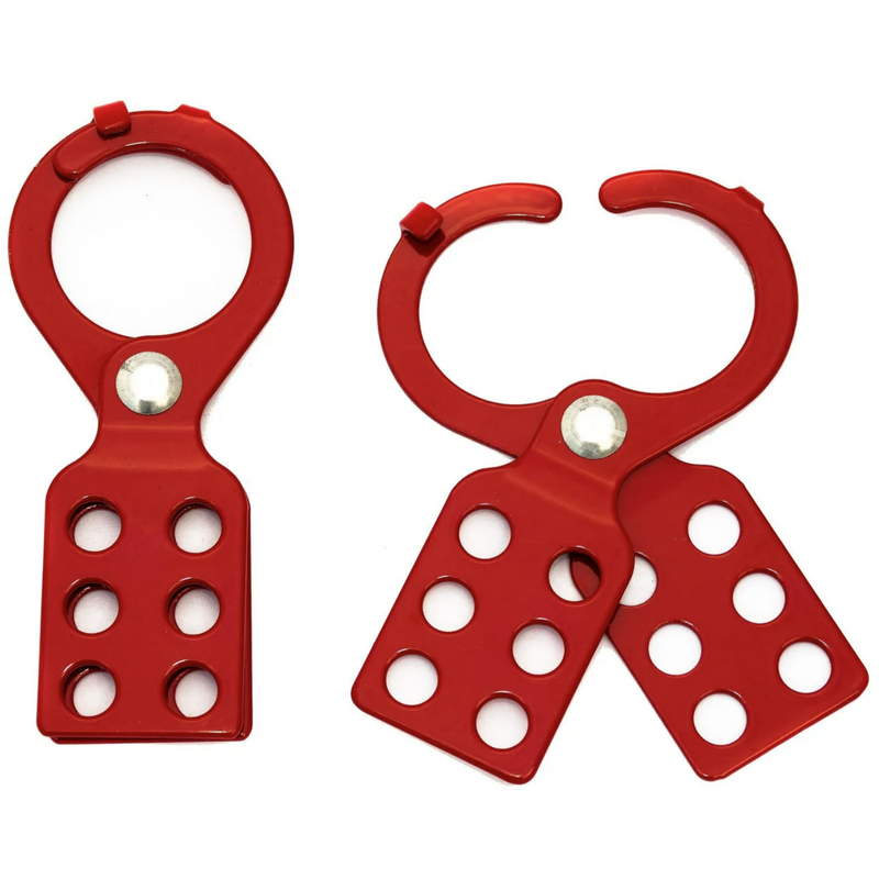 Lockout Hasp, Steel, Red -1" Diameter