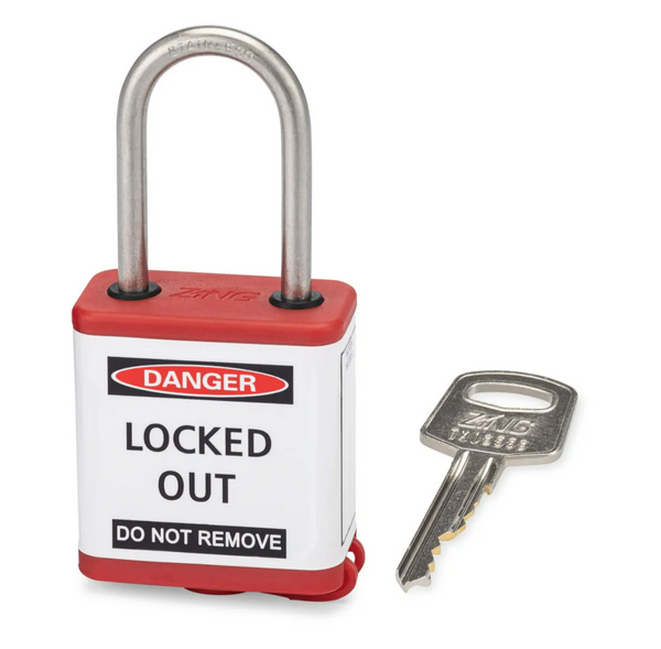 Lockout Padlock, Indoor/Outdoor, Red