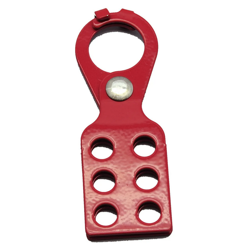 Lockout Hasp, Steel, Red -1" Diameter