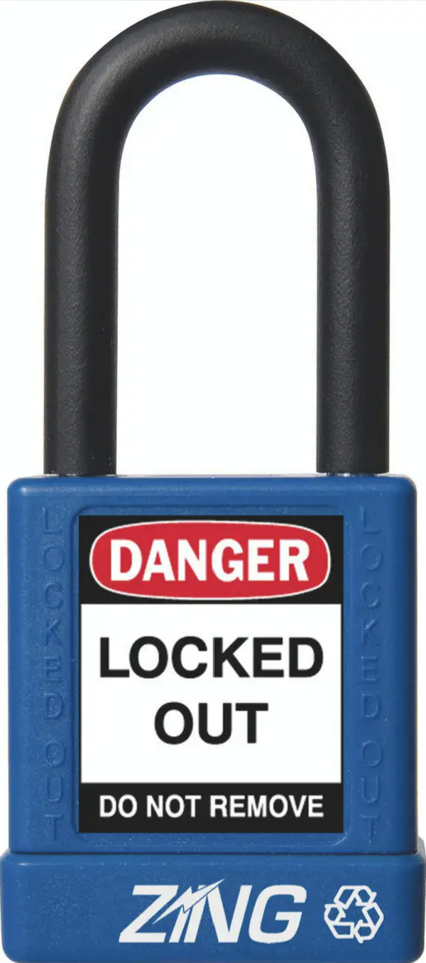 Recyclockout Safety Padlock, 1.5" Shackle, Keyed Different, Blue