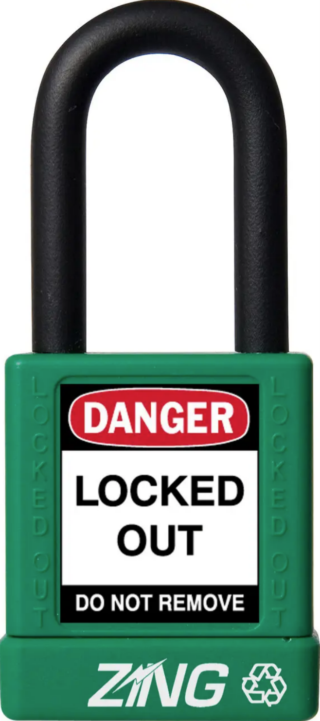 Recyclockout Safety Padlock, 1.5" Shackle, Keyed Different, Green