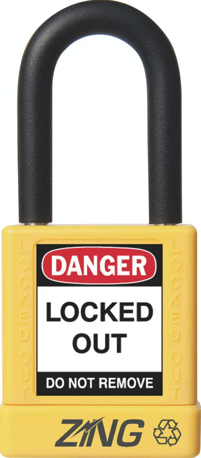Recyclockout Safety Padlock, 1.5" Shackle, Keyed Different, Yellow
