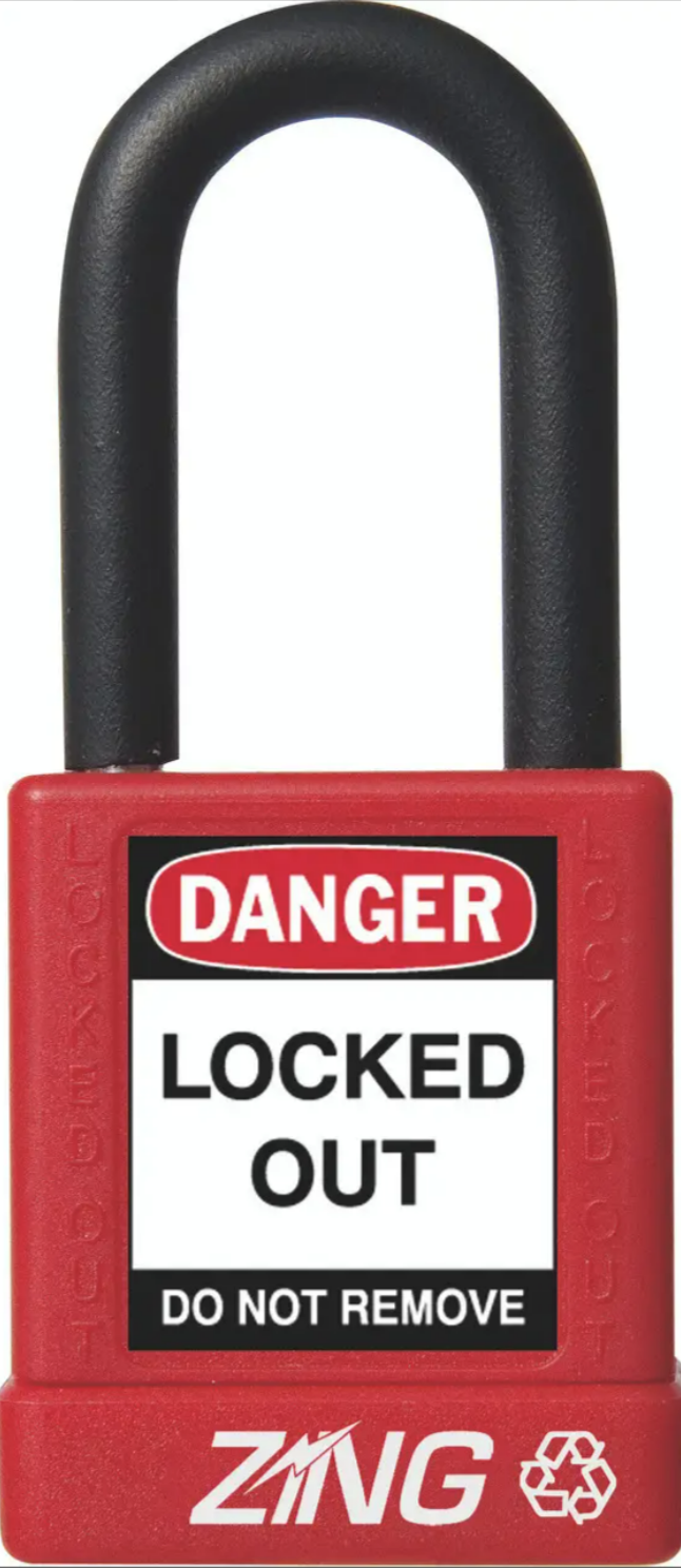 Recyclockout Safety Padlock, 1.5" Shackle, Keyed Different, Red