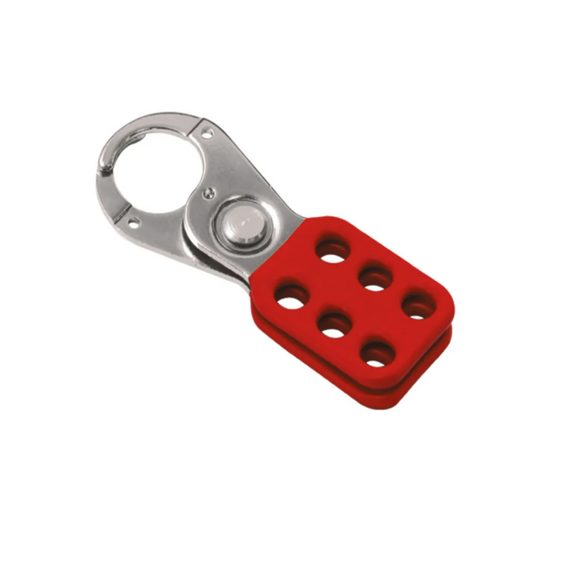 Coated Hasp, Steel, Red, 1", Without Tabs