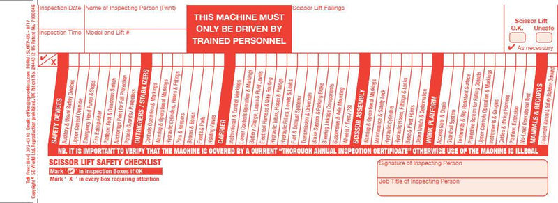 Scissor Lift Inspection Books