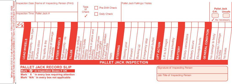 Pallet Jack Inspection Books