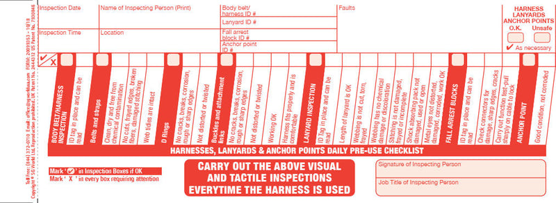 Fall Protection Harness Inspection Books