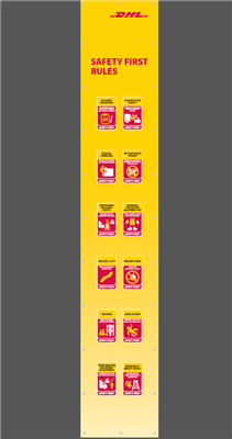 DHL SAFETY FIRST RULES RACK-END BANNER