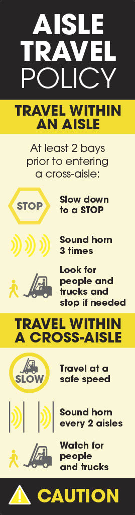 Forklift Truck Safety: 'Aisle Travel Policy' Pallet Rack-End Banner