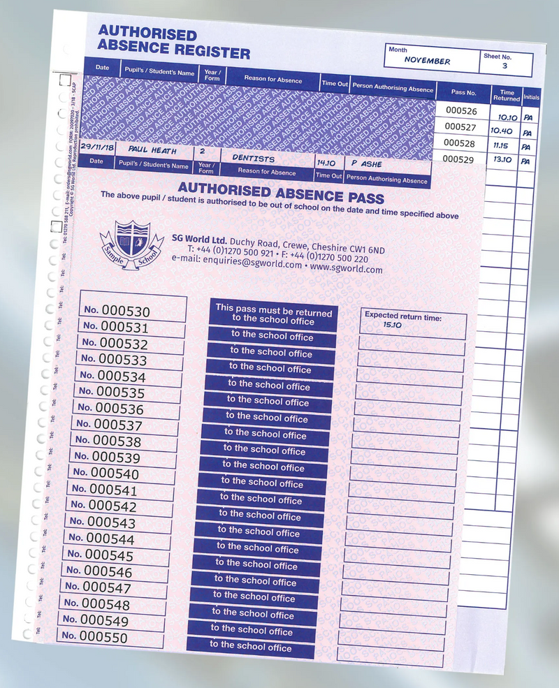 School Authorized Absence Pass & Register Starter Kit