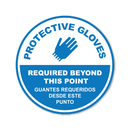 Protective Gloves Required Beyond This Point - Circle Anti-Slip Floor Sticker - 12"/17" Diameter