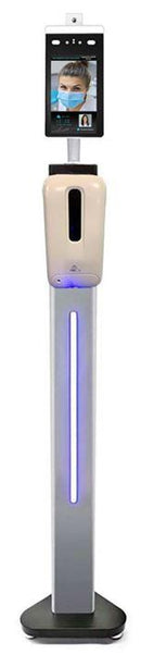 Temperature Scanning & Facial Recognition Kiosk with 4ft Stand & Hand Sanitizer Dispenser