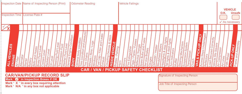 Car/Van/PickUp Inspection Books