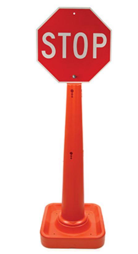 Traffic Cone with Stop Sign