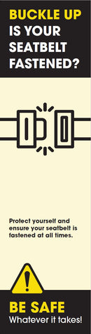 Forklift Truck Safety: 'Buckle Up: Is Your Seatbelt Fastened?' Pallet Rack-End Banner