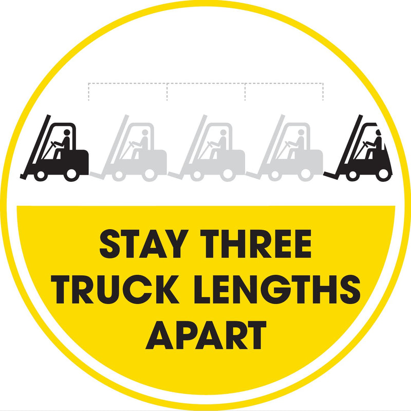 Stay Three Truck Lengths Apart - Circle Anti-Slip Floor Sticker - 12" Diameter