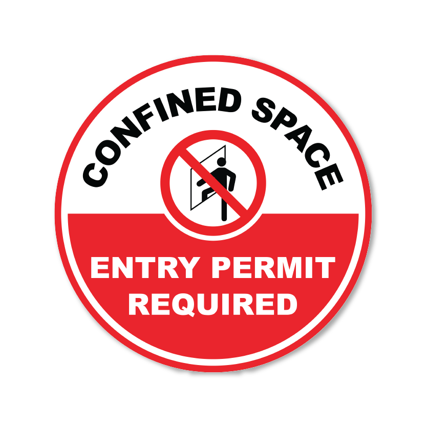 Entry Permit Sticker Confined Space -Entry Permit Required - Circle Anti-Slip Floor Sticker