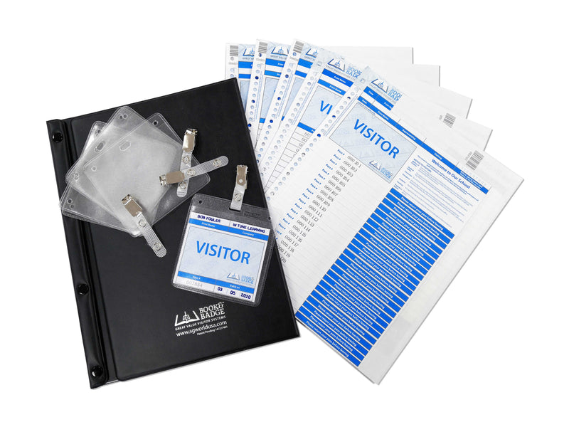 Book & Badge School Visitor Sign-in Starter & Refill Kits