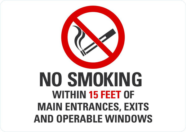 No Smoking Within 15ft Sign LCU1-0038-NP_10x7