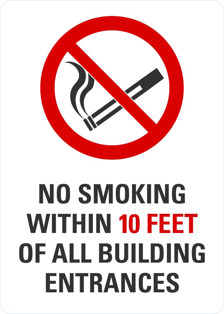 No Smoking Within 10ft Sign LCU1-0039-NP_7x10