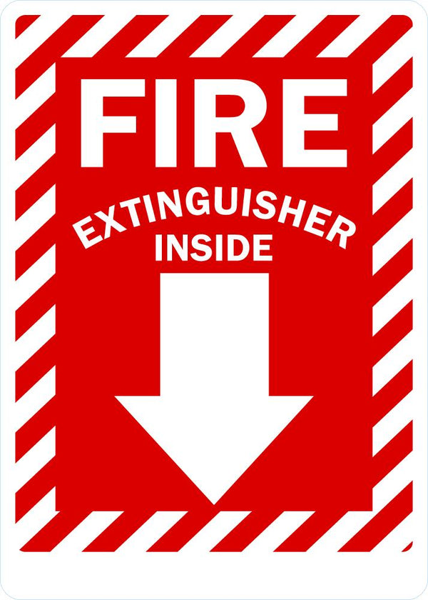 Fire Extinguisher Inside (Down Arrow) Sign LCU1-0073-NP_10x14