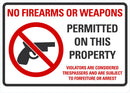 No Firearm Or Weapons Permitted On This Property Sign LCU1-0104-RA_14x10