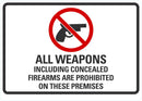 All Weapons Are Prohibited Sign LCU1-0105-NP_10x7
