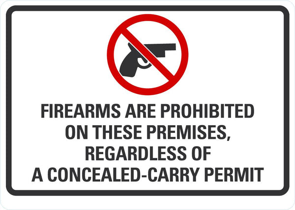 Firearms Are Prohibited On These Premises Sign LCU1-0106-NP_14x10