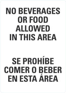 No Beverage or Food Allowed In This Area (English/Spanish) Sign LCU1-0154-NP_10x14