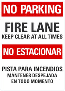 NO PARKING Fire Lane (English/Spanish) Sign LCU1-0155-NP_10x14