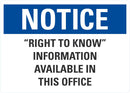 NOTICE Right To know Information Available In This Office Sign LCU1-0185-NP_14x10
