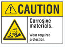 CAUTION Corrosive Materials Sign LCU3-0002-NP_10x7