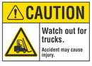 CAUTION Watch Out For Trucks Sign LCU3-0015-NP_10x7