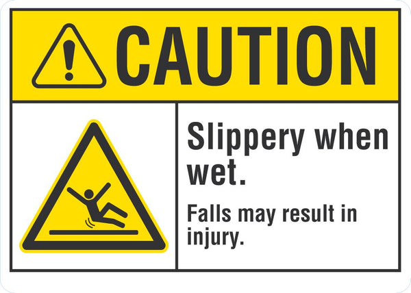 CAUTION Slippery When Wet Sign LCU3-0018-NP_10x7