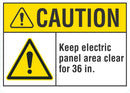 CAUTION Keep Electric Panel Area Clear For 36in. Sign LCU3-0041-NP_10x7