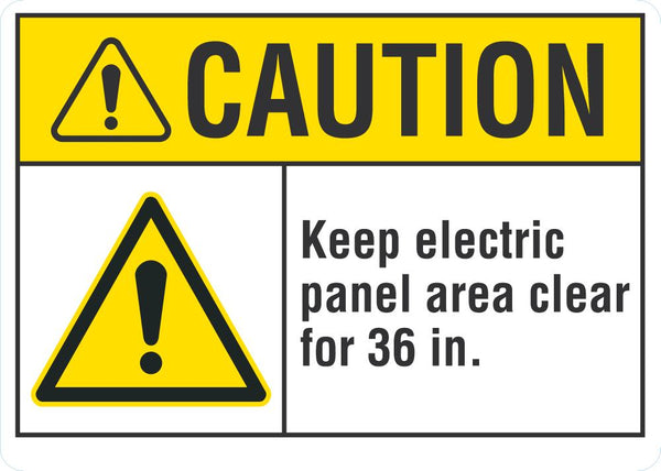 CAUTION Keep Electric Panel Area Clear For 36in. Sign LCU3-0041-NP_10x7