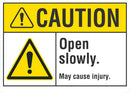 CAUTION Open Slowly Sign LCU3-0043-NP_10x7