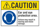 CAUTION Ear And Eye Protection Area Sign LCU3-0053-NP_10x7