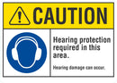 CAUTION Hearing Protection Required In This Area Sign LCU3-0055-NP_10x7