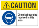 CAUTION Chemical Googles Required In This Area Sign LCU3-0063-NP_10x7