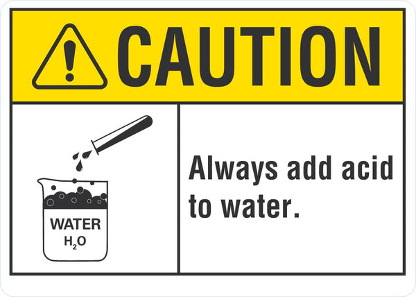 CAUTION Always Add Water To Acid Sign LCU3-0089-NP_10x7