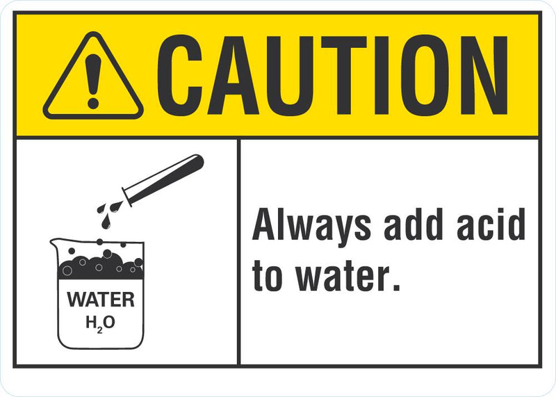 CAUTION Always Add Water To Acid Sign LCU3-0089-NP_10x7
