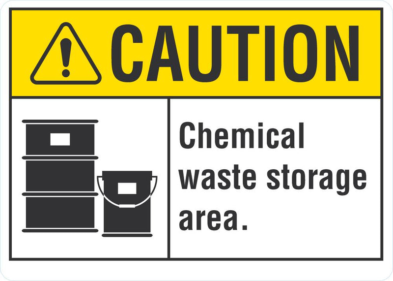 CAUTION Chemical Waste Storage Area Sign LCU3-0090-NP_10x7