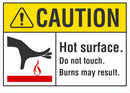 CAUTION Hot Surface, Burns May Result Sign LCU3-0100-NP_10x7
