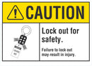 CAUTION Lock Out For Safety Sign LCU3-0102-NP_10x7